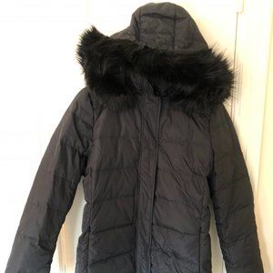 Down Coat with Faux Fur Hood